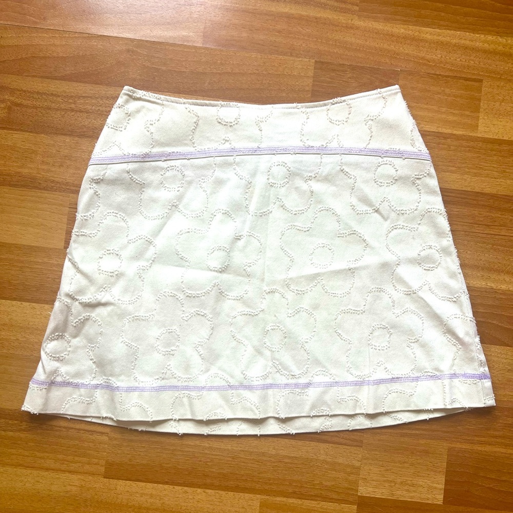 Urban Outfitters White and Purple Floral Mini Skirt